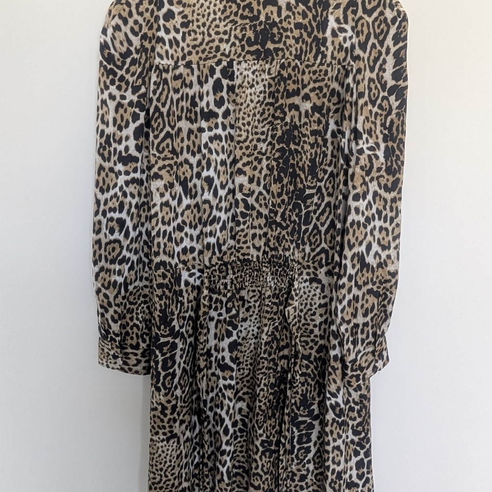 Zadig and Voltaire Sz Medium Retouched Satin Leo Dress Long Sleeve Animal Print - Picture 9 of 15